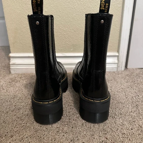 Dr. Martens Platform Black Boots with Yellow Stitching - Picture 3 of 10